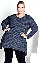 Plus Size Tiarne Two Tone Tunic - blue