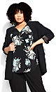 Plus Size Chloe Zip Print Top - blue floral