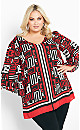 Strike A Pose Black Red Geometric Tunic
