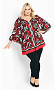 Strike A Pose Black Red Geometric Tunic