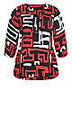 Meila Zip Print Black Red Top