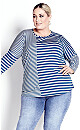 Plus Size Sina Stripe Top - bluebird