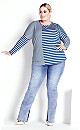 Plus Size Sina Stripe Top - bluebird