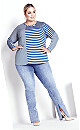 Plus Size Sina Stripe Top - bluebird