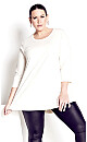 Plus Size Organic Crew Neck Top - cream