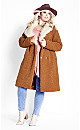 Teddy Faux Fur Jacket - tan