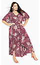 Sweet Botanical Maxi Dress - roseberry