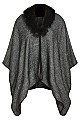 Mila Black Faux Fur Cape