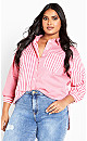 Plus Size Stripe Mix Shirt - pink