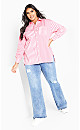 Plus Size Stripe Mix Shirt - pink