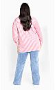 Plus Size Stripe Mix Shirt - pink