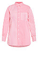 Plus Size Stripe Mix Shirt - pink