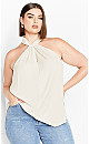 Women's Plus Size Sexy Twist Top - oat