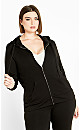 Plus Size Double Stripe Jacket - black