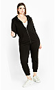 Plus Size Double Stripe Jacket - black