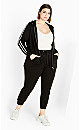 Plus Size Double Stripe Jacket - black