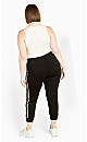 Plus Size Double Stripe Pant - black