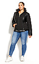 Plus Size Sleek Puffer Jacket - black