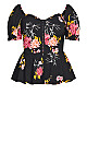 Plus Size Beloved Blooms Top - black