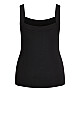 Plus Size Ribbed Love Top - black