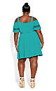 Trim Shoulder Dress - aqua