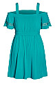 Trim Shoulder Dress - aqua