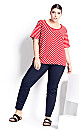 Plus Size Chevron Tee - red