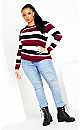 70's Stripe Jumper - berry