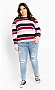 Women's Plus Size 70s Stripe Jumper - pink