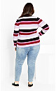 Women's Plus Size 70s Stripe Jumper - pink