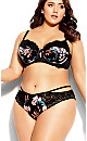 Plus Size Mimi Floral Longline Contour Bra - black