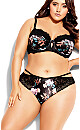 Plus Size Mimi Floral Longline Contour Bra - black