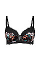 Plus Size Mimi Floral Longline Contour Bra - black