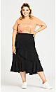 Plus Size Ruffle Plain Skirt - black