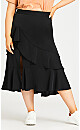 Plus Size Ruffle Plain Skirt - black