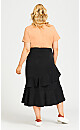 Plus Size Ruffle Plain Skirt - black