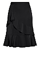 Plus Size Ruffle Plain Skirt - black