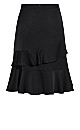 Plus Size Ruffle Plain Skirt - black