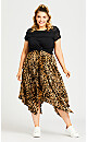 Plus Size Pleated Print Skirt - leopard