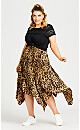 Plus Size Pleated Print Skirt - leopard