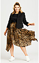 Plus Size Pleated Print Skirt - leopard