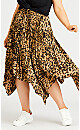 Plus Size Pleated Print Skirt - leopard