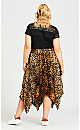 Plus Size Pleated Print Skirt - leopard