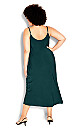 Plus Size Shimmer Slip Jade Cowl Drape Midi Fitted Silky