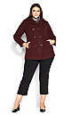 Plus Size Faux Wool Peacoat - berry