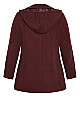 Plus Size Faux Wool Peacoat - berry