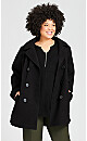 Plus Size Faux Wool Peacoat - black