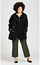 Plus Size Faux Wool Peacoat - black