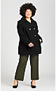 Plus Size Faux Wool Peacoat - black