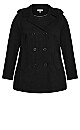 Plus Size Faux Wool Peacoat - black